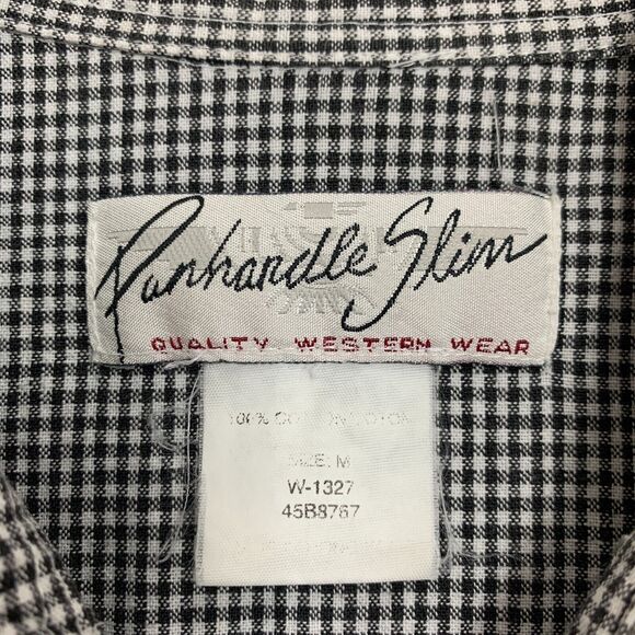 Vintage Panhandle Slim Metal Snap Button Shirt M Medium Check Western Yoke - Picture 9 of 12